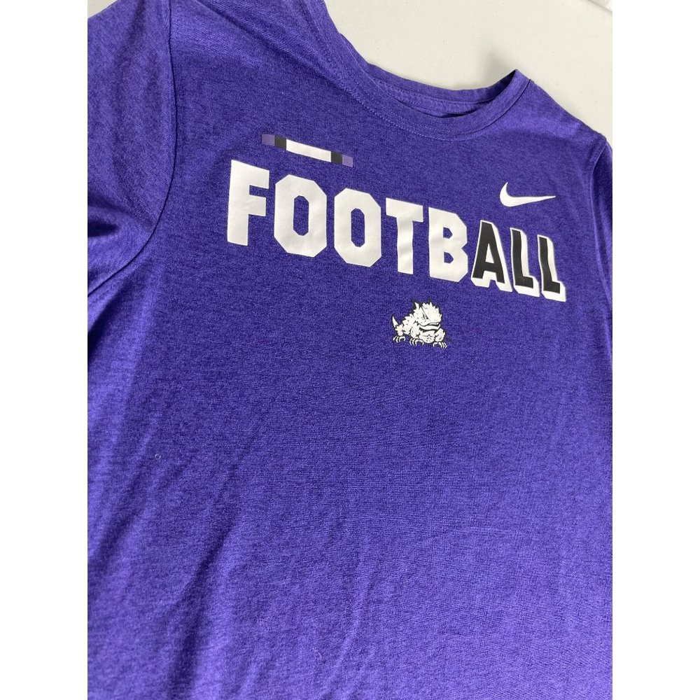 Nike TCU Football Shirt Youth Large Boys Purple Dri-Fit Tee Shirt Short Sleeve - Picture 3 of 6